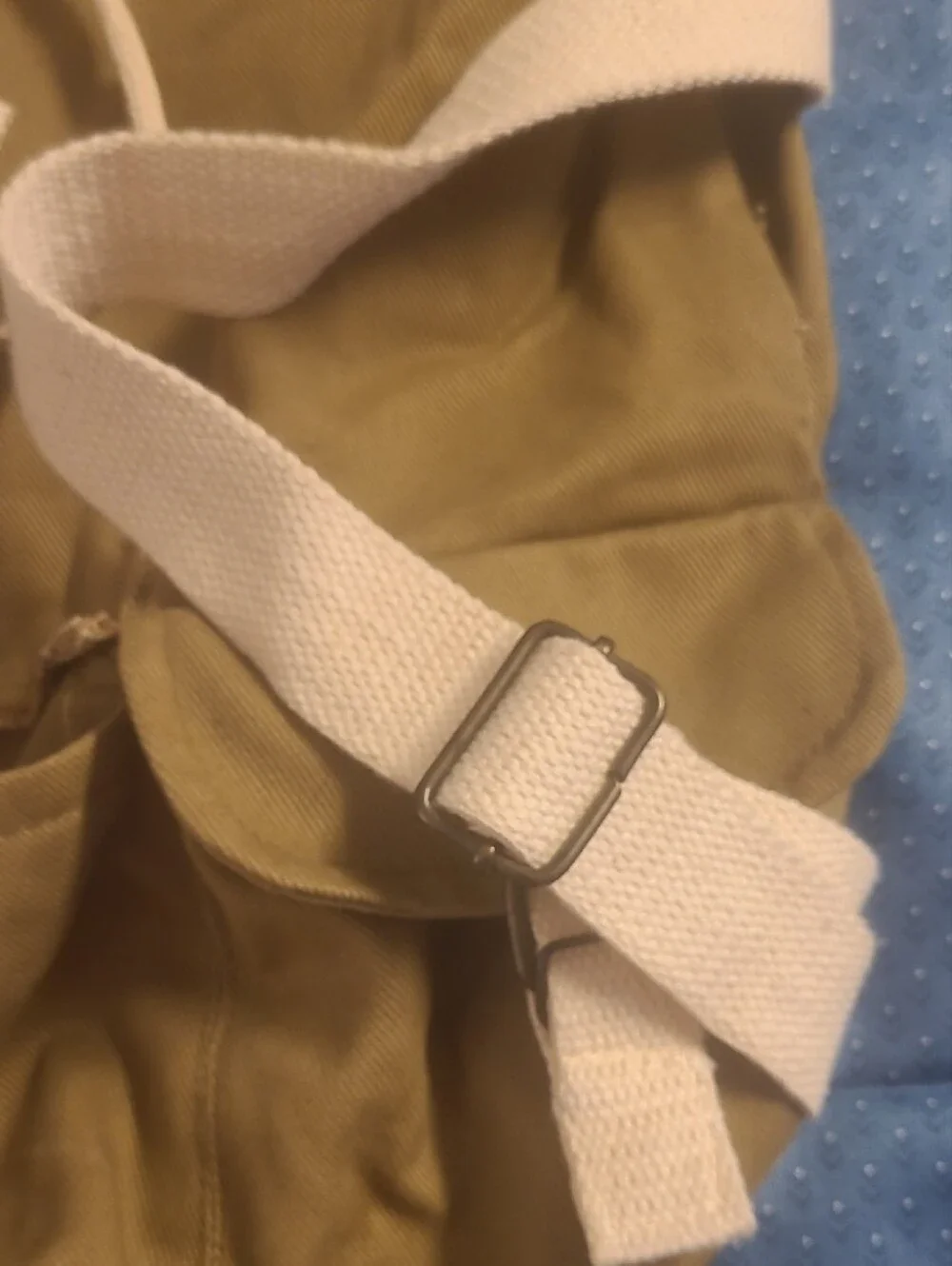 Olive Canvas Backpack with Cream Straps